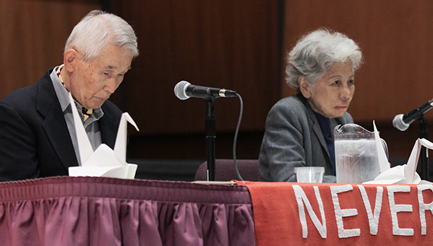 Atom bomb survivor moves campus crowd