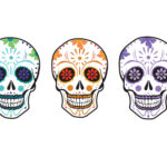 three sugar skull graphics