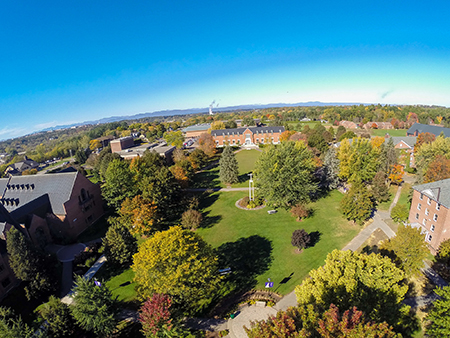 aerial shot of saint michaels campus green