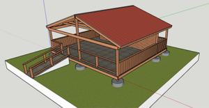 Outdoor classroom pavilion near Natural Area under construction