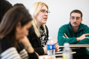 European visitors and students discuss pressing global issues
